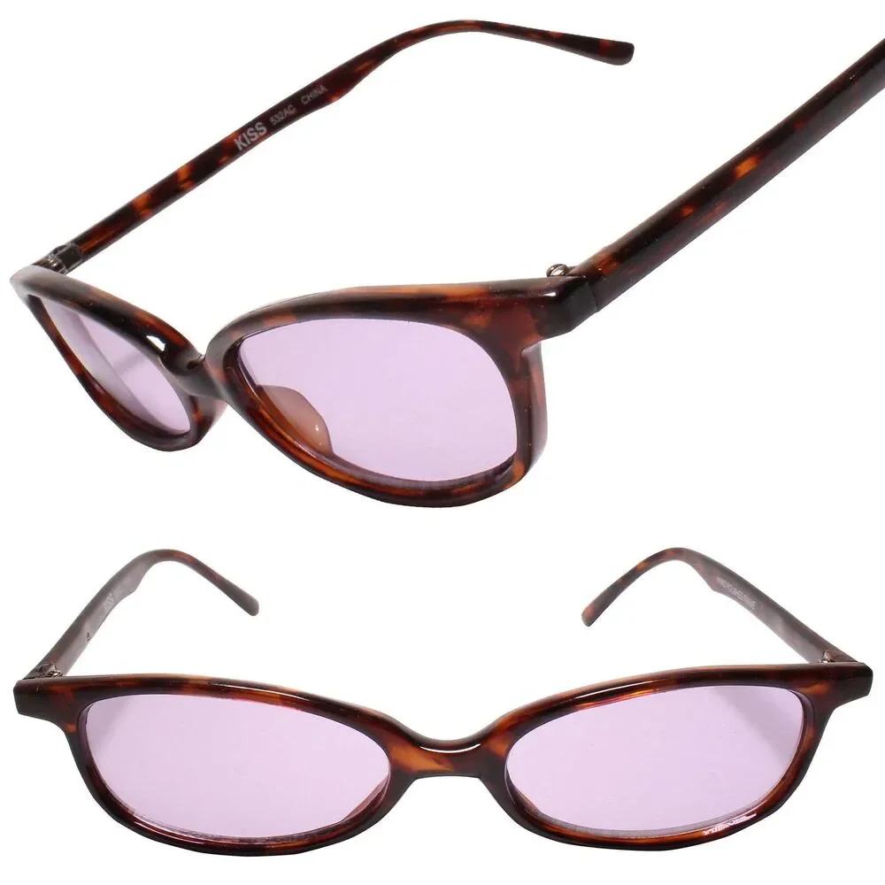Deadstock Genuine Vintage Hippie Small Purple Lens Tortoise Rectangle Sunglasses